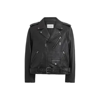 COACH Leather Jacket Men's Black