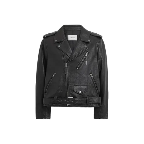 COACH Leather Jacket Men's Black