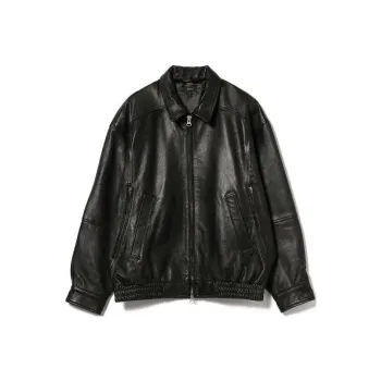 Beams SS24 Leather Jacket Unisex Black