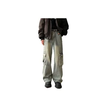 QOTRIOCK Jeans Men Yellow Mud