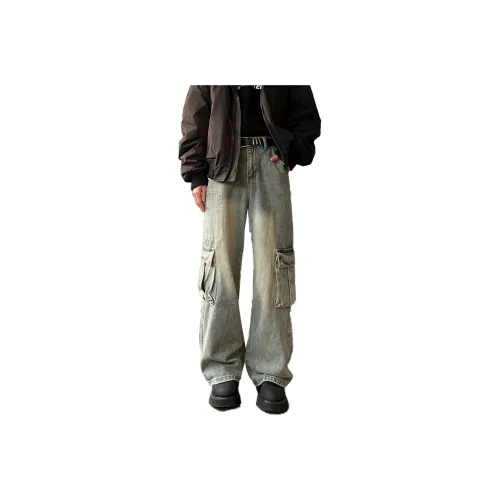 QOTRIOCK Jeans Men Yellow Mud