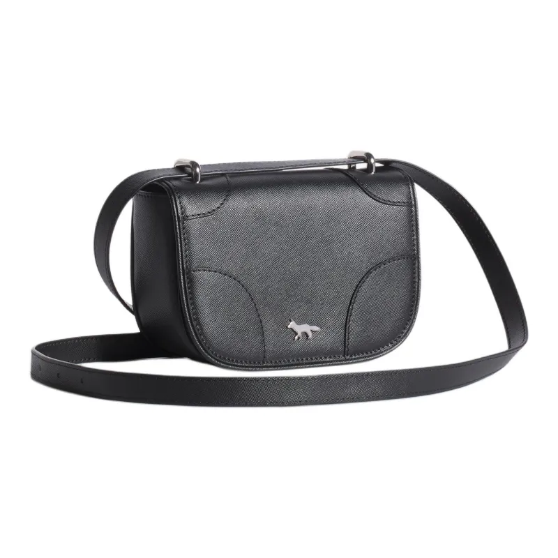 Maison Kitsune Cow Leather Shoulder Bag Mini Women's Black-1