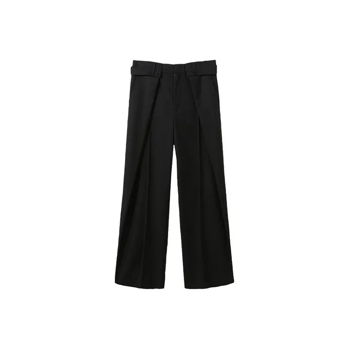 ATTEMPT Wide Leg Casual Pants Unisex Black-0