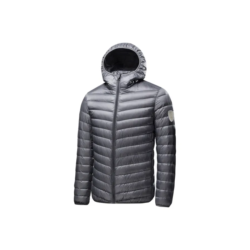 JEANSWEST Loose Fit Solid Color Versatile Commute Zip Closure Long Sleeved Hooded Lightweight Thermal Winter Men's-2