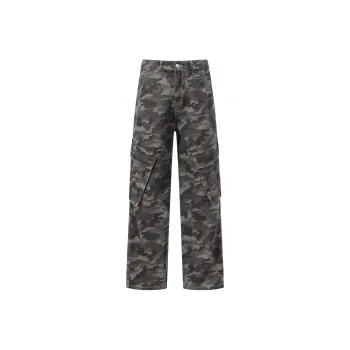TEN MIRO Jeans Unisex Camouflage Gray