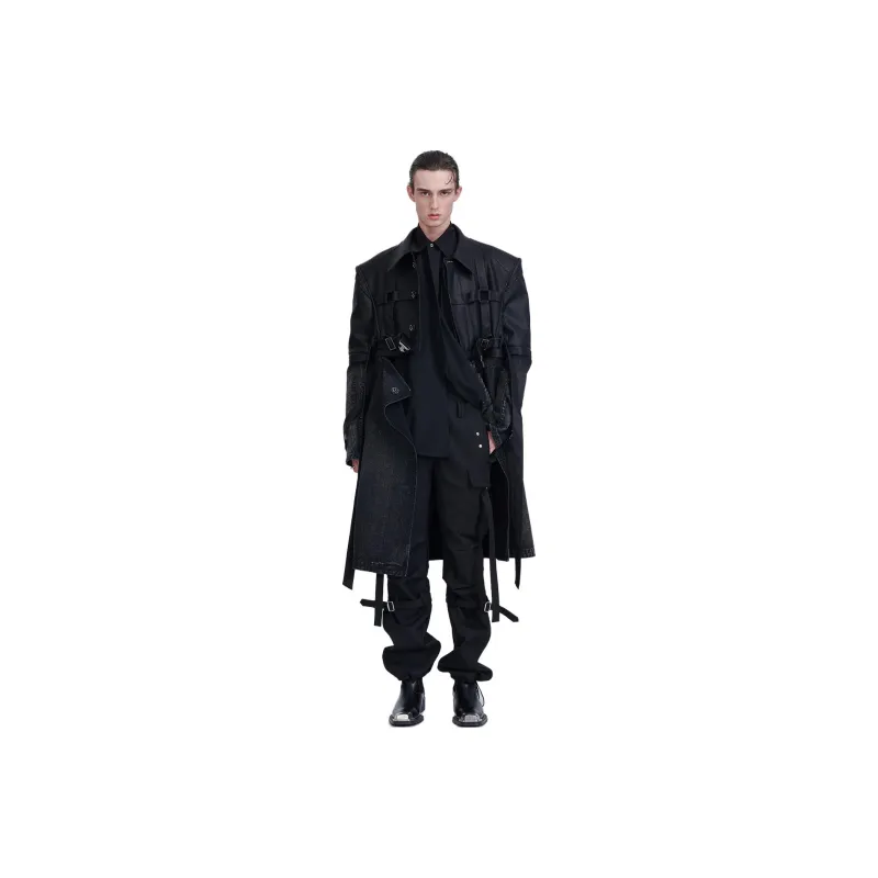 TIWILLTANG Trench Coats Men Tik Black-0