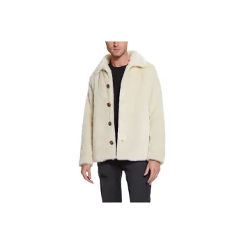 GUESS Faux-Fur Balloon Girl Peacoat Jackets Coats Men's White