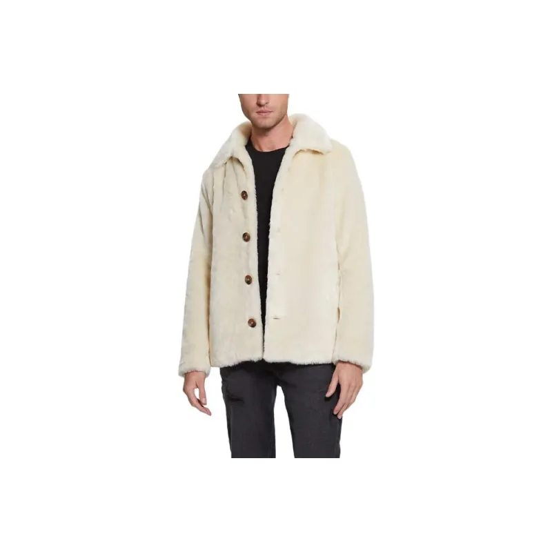 GUESS Faux-Fur Balloon Girl Peacoat Jackets Coats Men's White-0