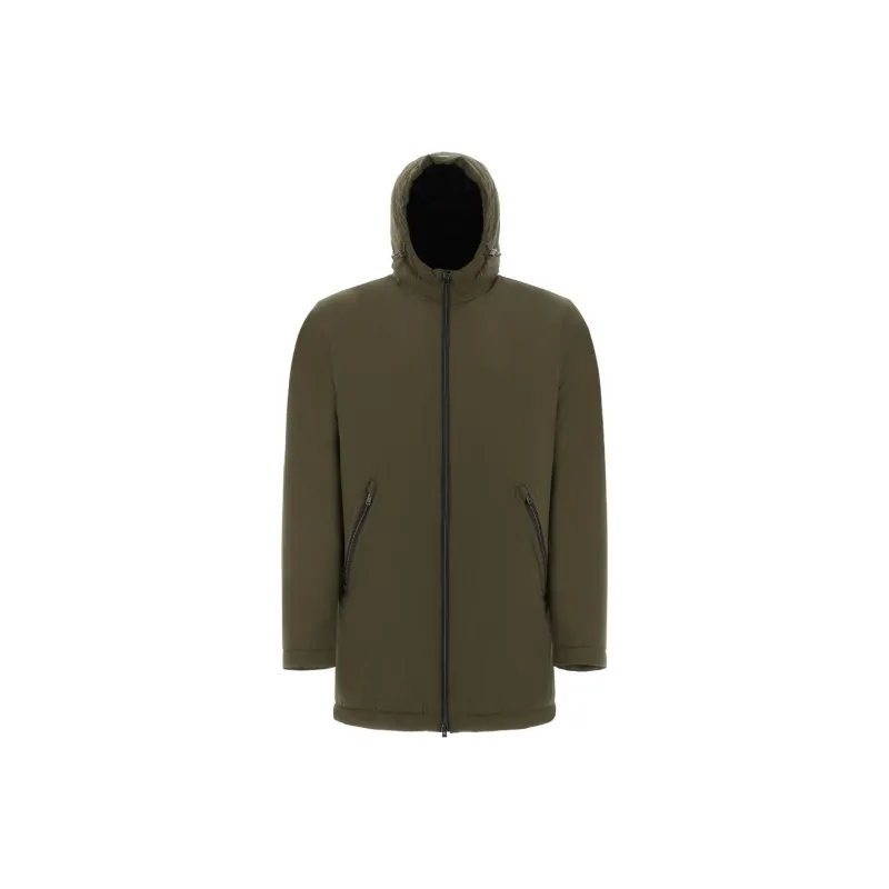 HERNO Long Sleeved Zip Up Hooded Drawstring Raincoat-0