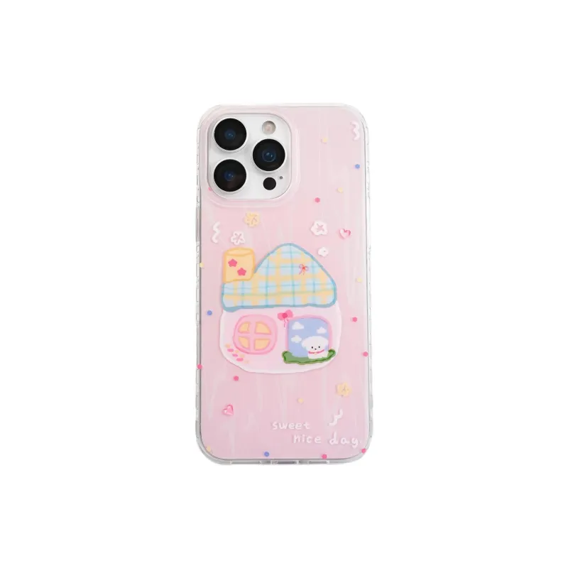 Sopi Acrylic Material Foundation Little House Phone Cases Compatible With IPhone 16/15 Pro Max/Apple 13/14 Pro/Max-2