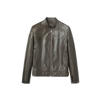 SINBOS Leather Jacket Men's Pine Frost Green
