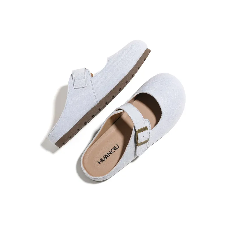 HUANQIU Quiet Abrasion Resistant Slip Resistant Closed Toe Slippers Women's Aqua-3