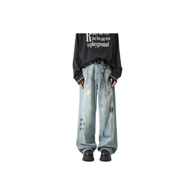 Izex Jeans Unisex Ink Splatter Blue-0