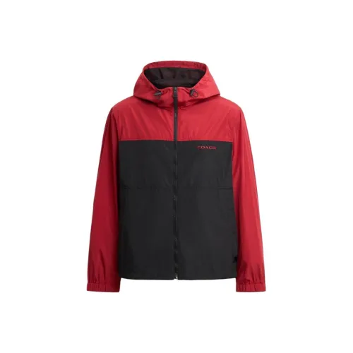 COACH FW24 Jackets Coats Men's Black Red