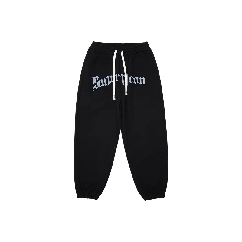 SUPERMOON Autumn And Winter Season Knitted Sports Pants Unisex Black-0
