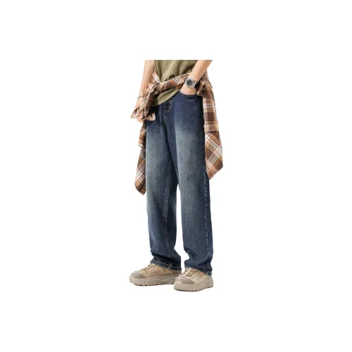 DUATOGE Jeans Men's Vintage Blue 