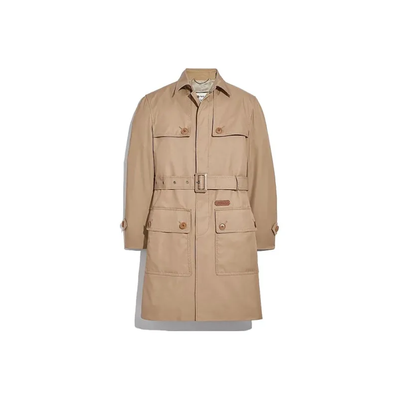 COACH Trench Coats Men Khaki-0