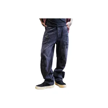BLANC & ECLARE Crucifix Personalized Loose Fit Straight Fit Comfortable Mid Rise Jeans Unisex
