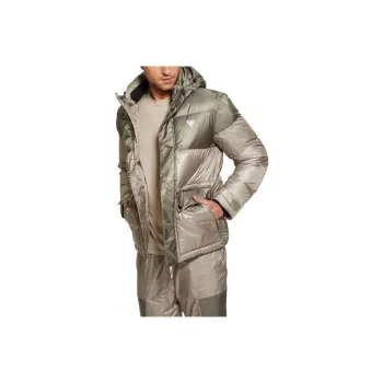 GUESS Wilfred Hooded Long Puffer Jacket Jackets Coats Men's Gray