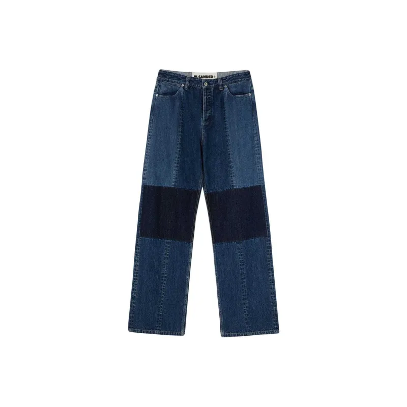 JIL SANDER Wide Leg Patchwork Jeans-0