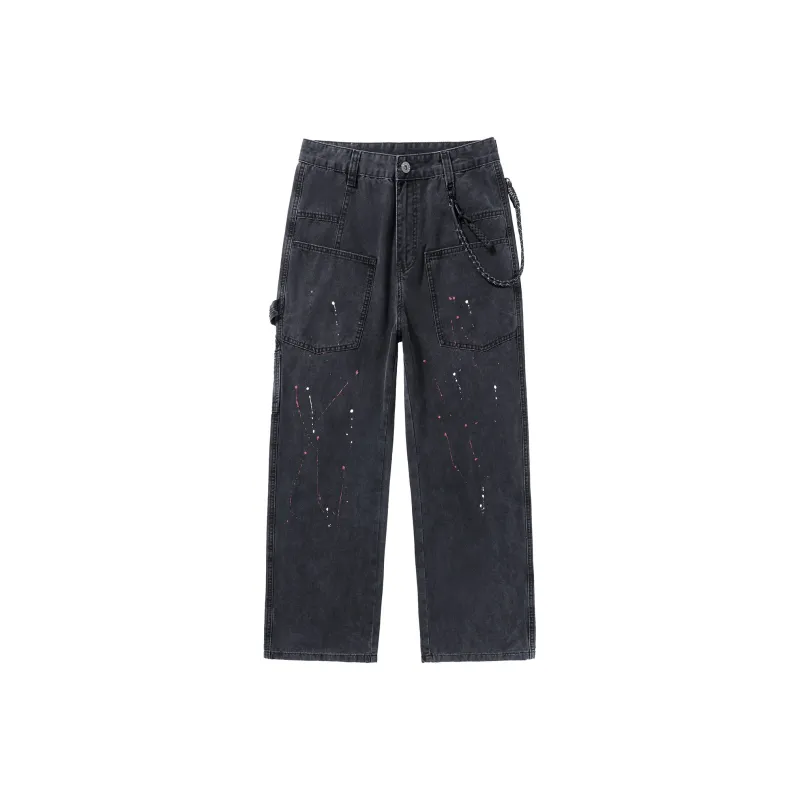 SANTASTIC Jeans Men's Ink Splatter Black-0