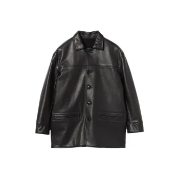 Beams PLUS B+CarCoat Leather Jacket Men's Black