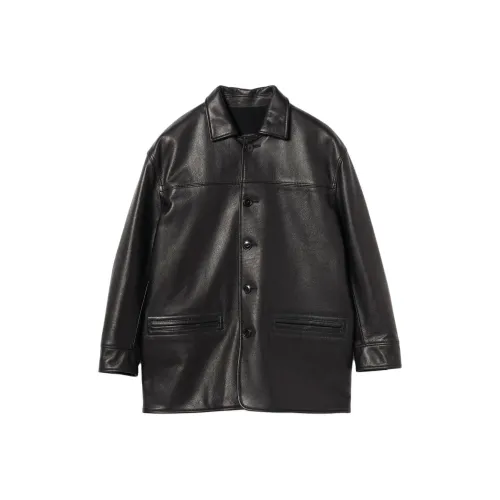 Beams PLUS B+CarCoat Leather Jacket Men's Black