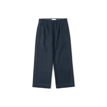 UNVESNO Straight Thickened Casual Pants Unisex Navy Blue