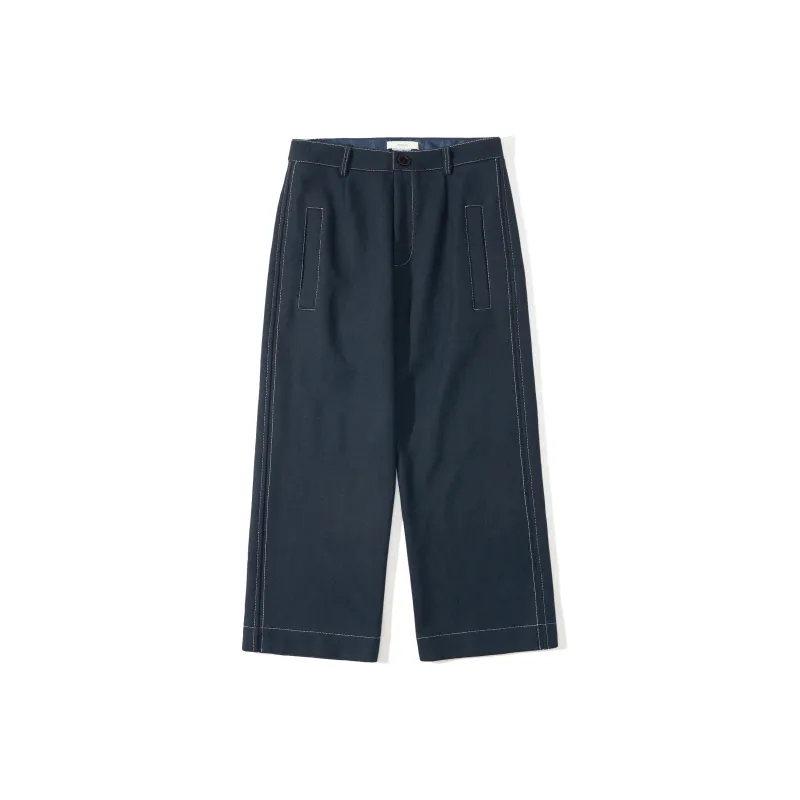 UNVESNO Straight Thickened Casual Pants Unisex Navy Blue-0