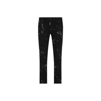 DSQUARED 2 Tidy Biker Paint Splatter Mid Risze Skinny Jeans