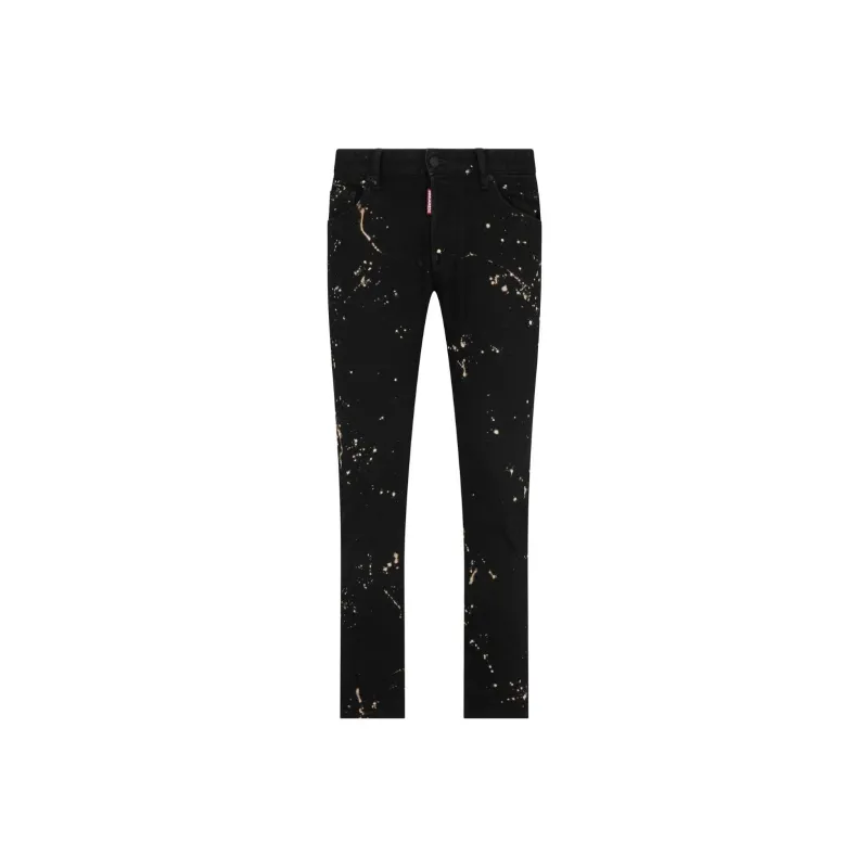 DSQUARED 2 Tidy Biker Paint Splatter Mid Risze Skinny Jeans-0