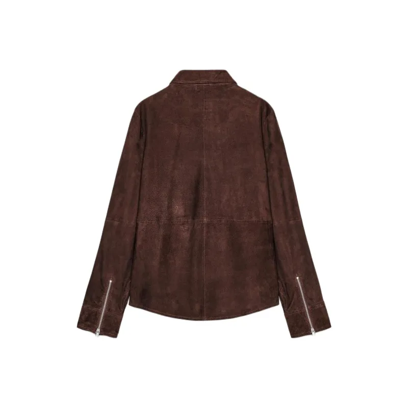 ZARA ZW Series Leather Jacket Women's Brown-1