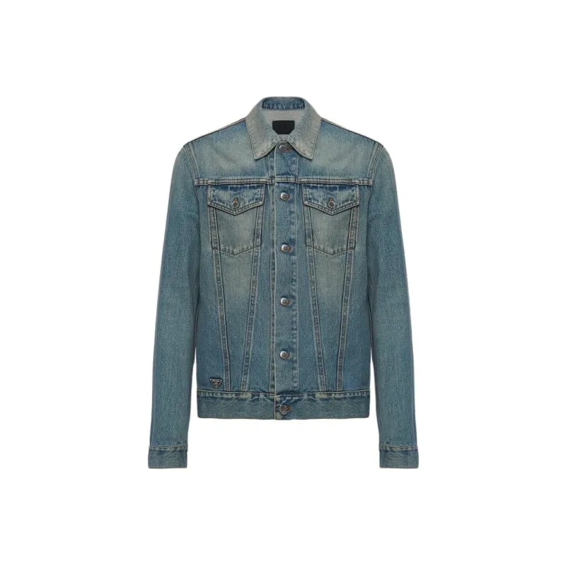 PRADA Triangle logo Denim Blouson Jacket-0