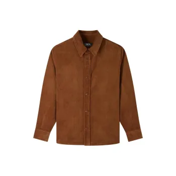 A.P.C Bobby Logo Embroidered Corduroy Shirt