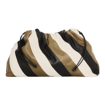COS Cavatelli Leather One Shoulder Crossbody Clutch Extra Large Women's Brown & Beige & Black