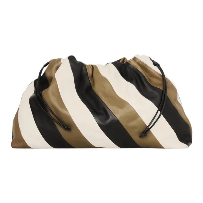 COS Cavatelli Leather One Shoulder Crossbody Clutch Extra Large Women's Brown & Beige & Black-0