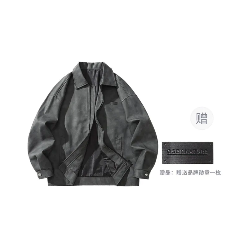 OGEK Leather Jacket Unisex Dark Gray-1