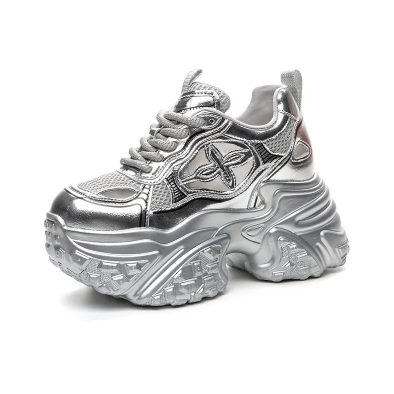 OBWA Low Top Chunky Sneakers Women's Silver-0