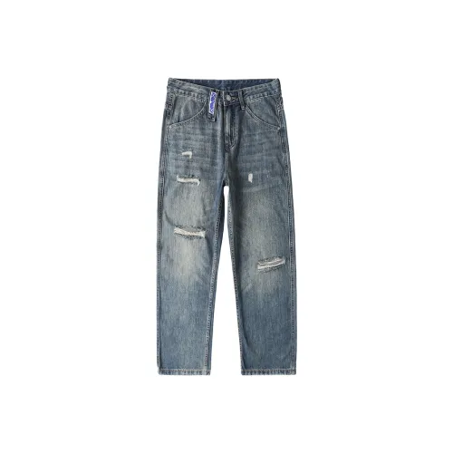 98SQUID Jeans Unisex White Blue