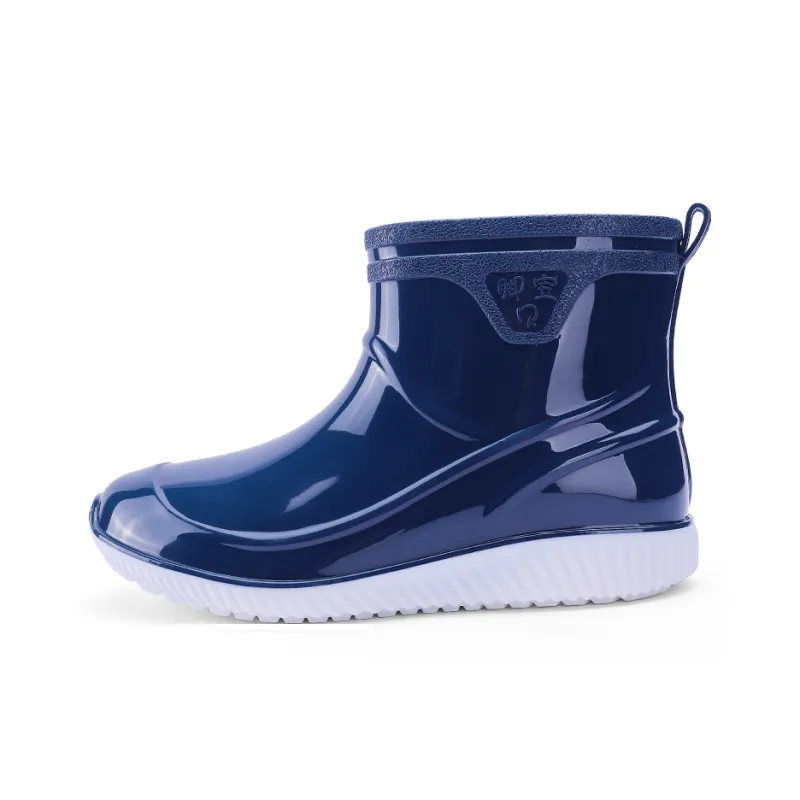 LONGYING Rain Boots Men Black/B&W/Blan/Blan-8