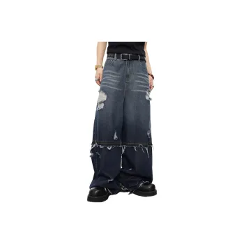 0-CROWORLD Jeans Men's Denim Blue