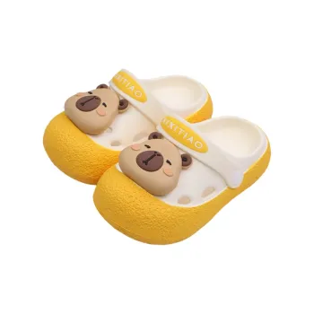 Thin Strips Slippers Unisex, White Yellow