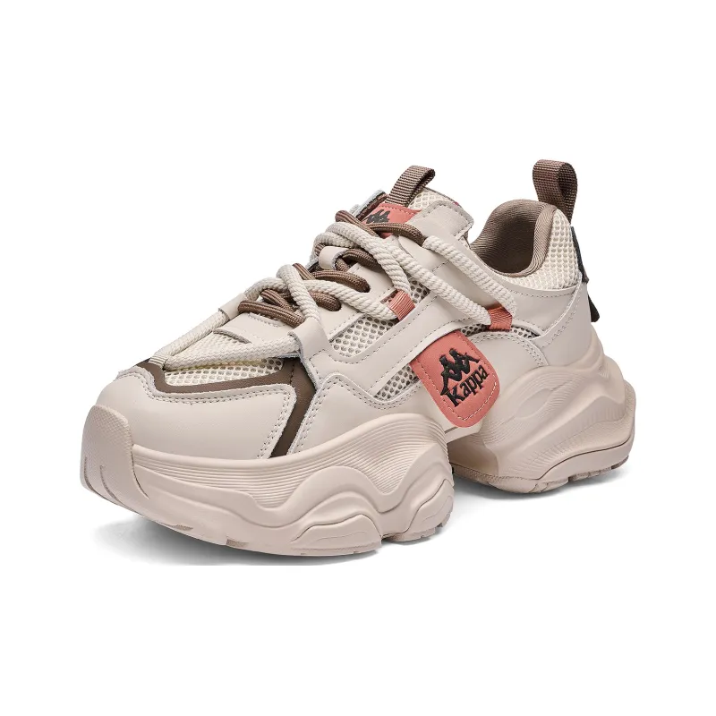 Kappa Back to Back Anti Slip And Wear Resistant Height Increasing Low Top Chunky Sneakers Women's Gray Khaki-2