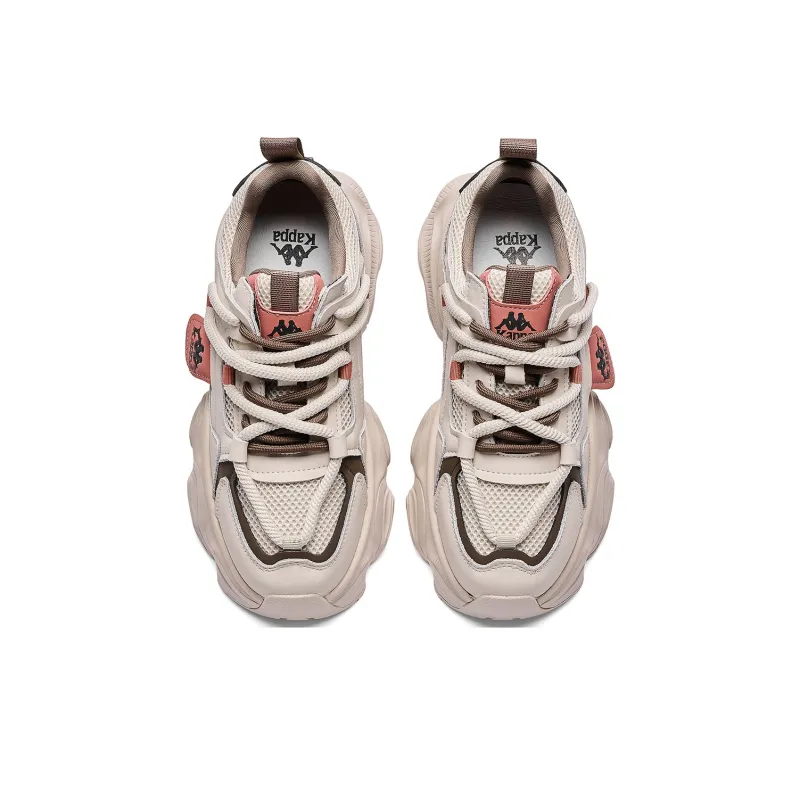 Kappa Back to Back Anti Slip And Wear Resistant Height Increasing Low Top Chunky Sneakers Women's Gray Khaki-3