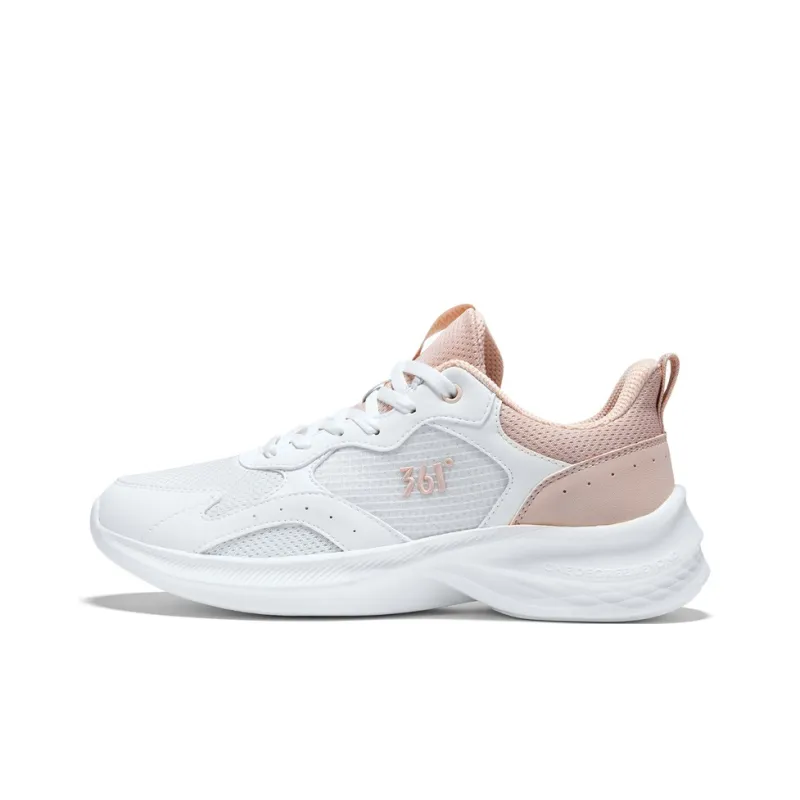 361° Cushioning, Breathable, Lightweight Low Top Sprint Running Shoes Women's Feather White Fresh Pink-0