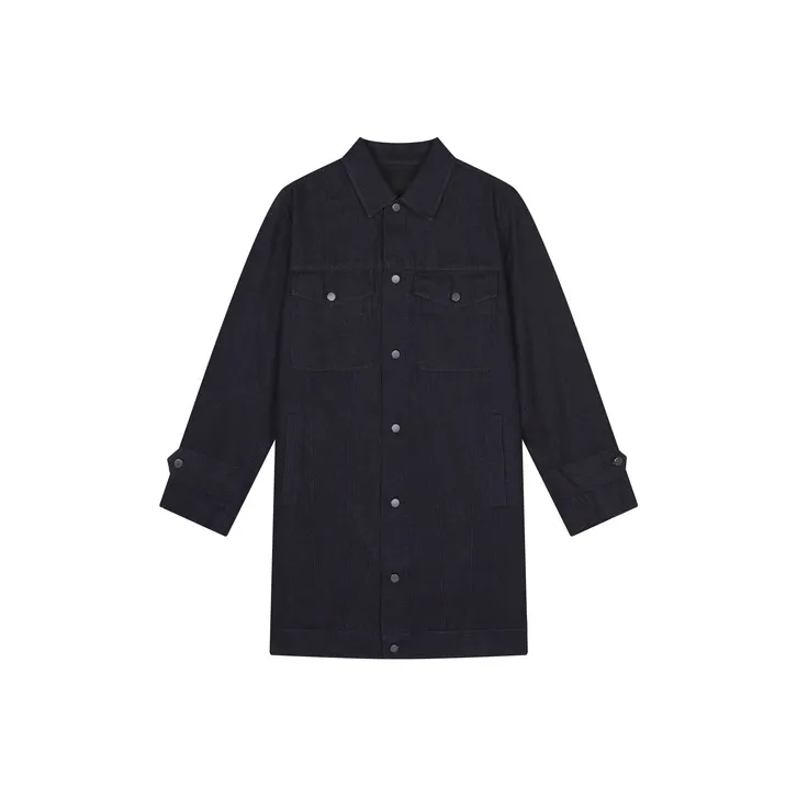 CROQUIS Trench Coat Men Navy Blue Denim-0