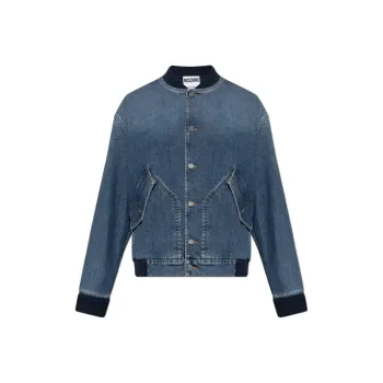 MOSCHINO Button Up Denim Bomber Jacket