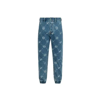 EVISU Knitted Sweatpants Men Denim Blue