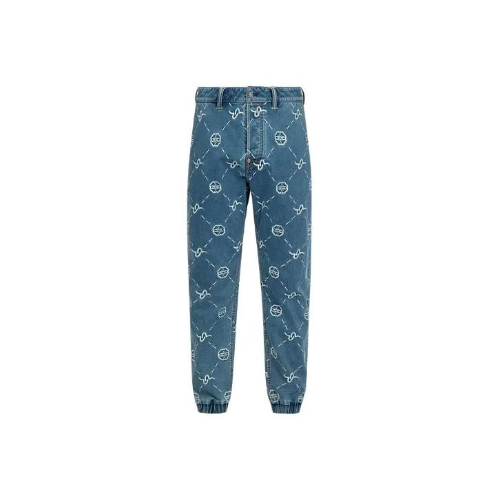 EVISU Knitted Sweatpants Men Denim Blue-0