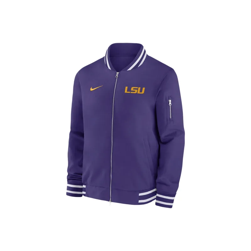 Nike Lsu Tigers Sideline Men's Nike College Full Zip Bomber Jacket-0
